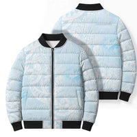 Polynesian Tiare Monstera Baby Blue Bomber Puffer Jacket Liquid Style LT01 - Polynesian Pride