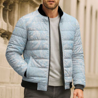 Polynesian Tiare Monstera Baby Blue Bomber Puffer Jacket Liquid Style LT01 - Polynesian Pride