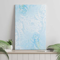 Polynesian Tiare Monstera Baby Blue Canvas Wall Art Liquid Style LT01 - Polynesian Pride