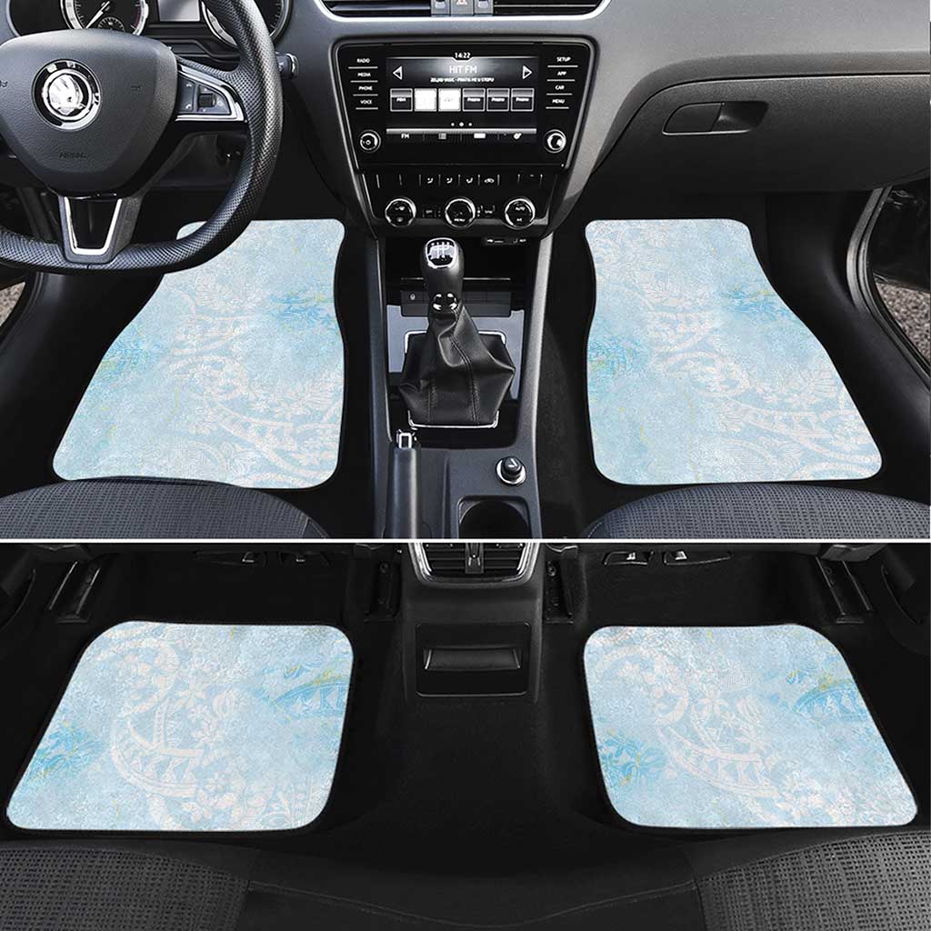 Polynesian Tiare Monstera Baby Blue Car Mats Liquid Style - Polynesian Pride