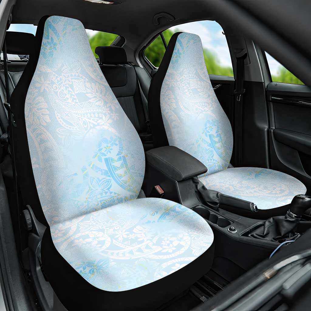 Polynesian Tiare Monstera Baby Blue Car Seat Cover Liquid Style - Polynesian Pride