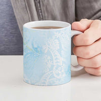 Polynesian Tiare Monstera Baby Blue Ceramic Mug Liquid Style - Polynesian Pride