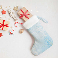 Polynesian Tiare Monstera Baby Blue Christmas Stocking Liquid Style - Polynesian Pride