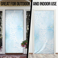 Polynesian Tiare Monstera Baby Blue Door Cover Liquid Style - Polynesian Pride