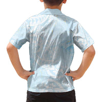 Polynesian Tiare Monstera Baby Blue Family Matching Puletasi and Hawaiian Shirt Liquid Style - Polynesian Pride