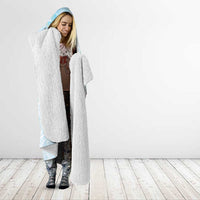 Polynesian Tiare Monstera Baby Blue Hooded Blanket Liquid Style - Polynesian Pride