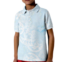 Polynesian Tiare Monstera Baby Blue Kid Polo Shirt Liquid Style LT01 Kid Blue - Polynesian Pride