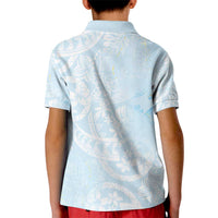 Polynesian Tiare Monstera Baby Blue Kid Polo Shirt Liquid Style LT01 - Polynesian Pride