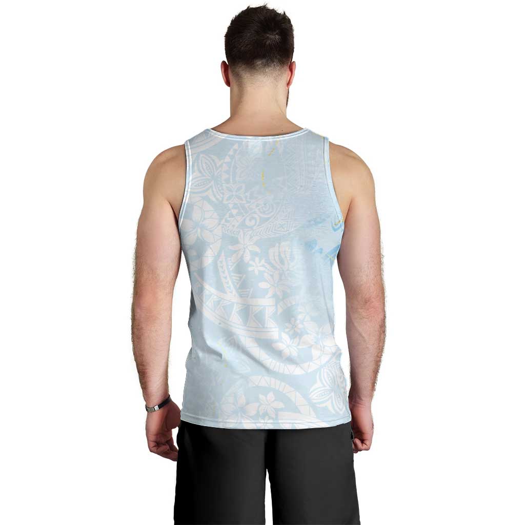 Polynesian Tiare Monstera Baby Blue Men Tank Top Liquid Style - Polynesian Pride