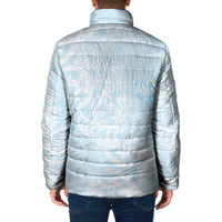 Polynesian Tiare Monstera Baby Blue Padded Jacket Liquid Style LT01 - Polynesian Pride