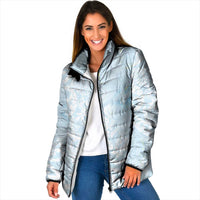Polynesian Tiare Monstera Baby Blue Padded Jacket Liquid Style LT01 Women Blue - Polynesian Pride
