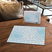 Polynesian Tiare Monstera Baby Blue Puzzle Liquid Style LT01 - Polynesian Pride