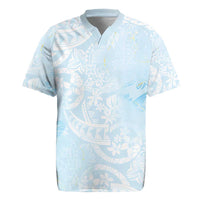 Polynesian Tiare Monstera Baby Blue Rugby Jersey Liquid Style - Polynesian Pride