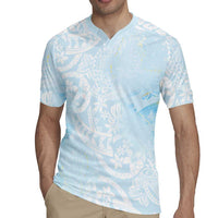 Polynesian Tiare Monstera Baby Blue Rugby Jersey Liquid Style - Polynesian Pride