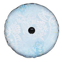 Polynesian Tiare Monstera Baby Blue Spare Tire Cover Liquid Style - Polynesian Pride