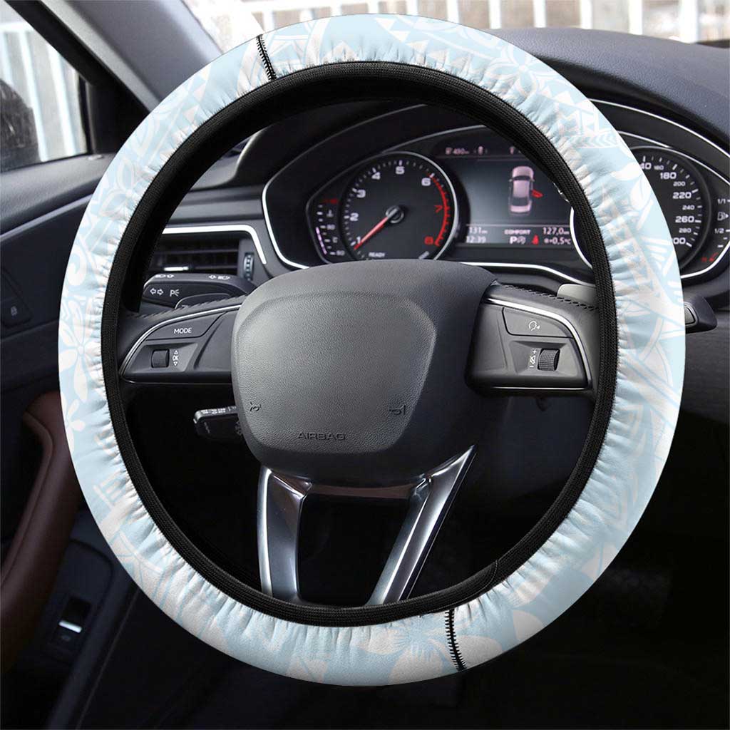 Polynesian Tiare Monstera Baby Blue Steering Wheel Cover Liquid Style LT01 - Polynesian Pride