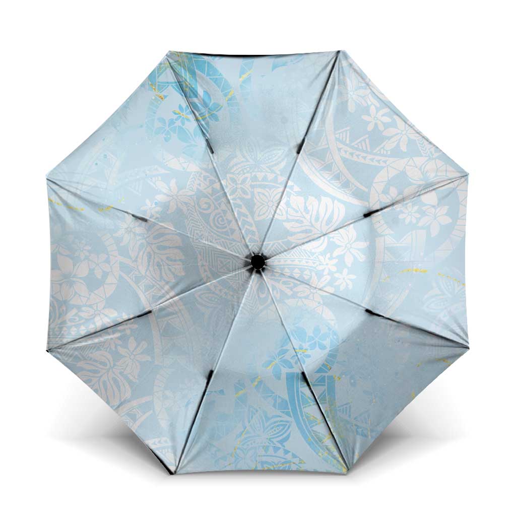 Polynesian Tiare Monstera Baby Blue Umbrella Liquid Style - Polynesian Pride