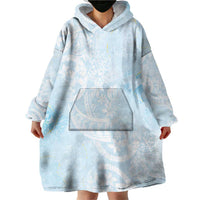 Polynesian Tiare Monstera Baby Blue Wearable Blanket Hoodie Liquid Style LT01 - Polynesian Pride