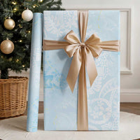 Polynesian Tiare Monstera Baby Blue Wrapping Paper Liquid Style LT01 - Polynesian Pride
