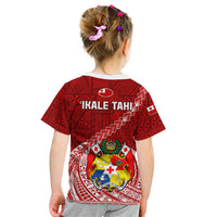 Tonga Rugby Kid T Shirt Tongan Ngatu Pattern White Version LT01 - Polynesian Pride