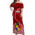 Tonga Rugby Off Shoulder Maxi Dress Tongan Ngatu Pattern White Version LT01 Women Red - Polynesian Pride