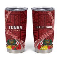Tonga Rugby Tumbler Cup Tongan Ngatu Pattern White Version LT01 Red - Polynesian Pride
