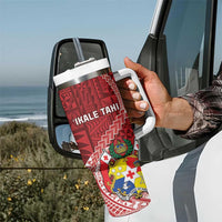 Tonga Rugby Tumbler With Handle Tongan Ngatu Pattern White Version LT01 - Polynesian Pride