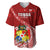 Custom Tonga Rugby Baseball Jersey Tongan Ngatu Pattern White Version LT01 Red - Polynesian Pride