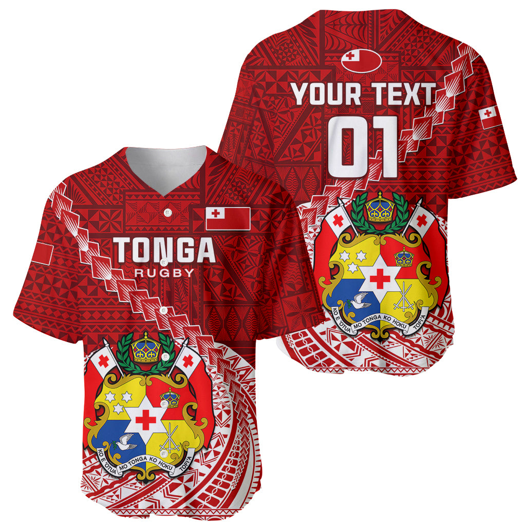 Custom Tonga Rugby Baseball Jersey Tongan Ngatu Pattern White Version LT01 - Polynesian Pride