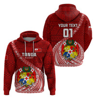 Custom Tonga Rugby Hoodie Tongan Ngatu Pattern White Version LT01 - Polynesian Pride