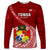 Custom Tonga Rugby Long Sleeve Shirt Tongan Ngatu Pattern White Version LT01 Unisex Red - Polynesian Pride