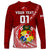 Custom Tonga Rugby Long Sleeve Shirt Tongan Ngatu Pattern White Version LT01 - Polynesian Pride