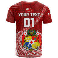 Custom Tonga Rugby T Shirt Tongan Ngatu Pattern White Version LT01 - Polynesian Pride