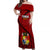 Tonga Rugby Off Shoulder Maxi Dress Tongan Ngatu Pattern Black Version LT01 Women Red - Polynesian Pride