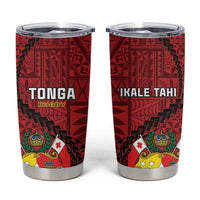 Tonga Rugby Tumbler Cup Tongan Ngatu Pattern Black Version LT01 Red - Polynesian Pride