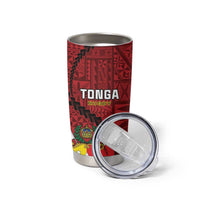 Tonga Rugby Tumbler Cup Tongan Ngatu Pattern Black Version LT01 - Polynesian Pride