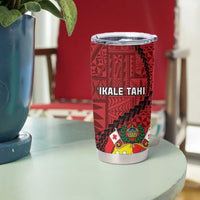 Tonga Rugby Tumbler Cup Tongan Ngatu Pattern Black Version LT01 - Polynesian Pride