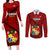 Custom Tonga Rugby Couples Matching Long Sleeve Bodycon Dress and Long Sleeve Button Shirts Tongan Ngatu Pattern Black Version LT01 Red - Polynesian Pride