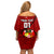 Custom Tonga Rugby Off Shoulder Short Dress Tongan Ngatu Pattern Black Version LT01 - Polynesian Pride