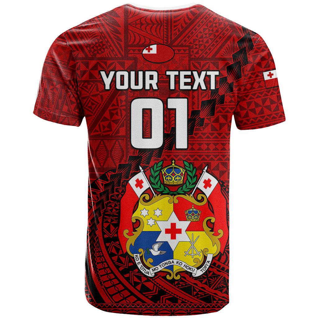 Custom Tonga Rugby T Shirt Tongan Ngatu Pattern Black Version LT01 - Polynesian Pride