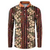 Hawaii Hibiscus Button Sweatshirt Retro Style - Polynesian Pride