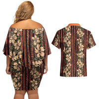 Hawaii Hibiscus Couples Matching Off Shoulder Short Dress and Hawaiian Shirt Retro Style - Polynesian Pride