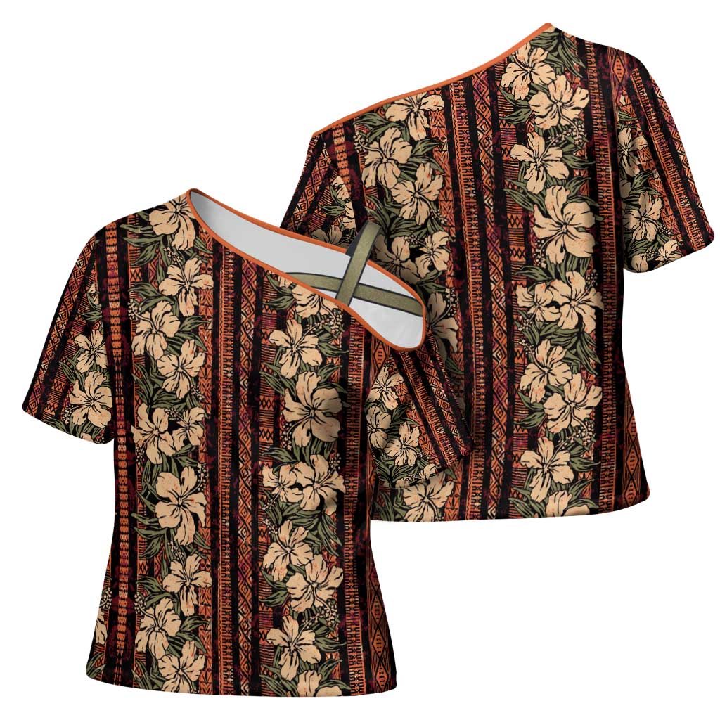 Hawaii Hibiscus Cross Shoulder Shirt Retro Style - Polynesian Pride