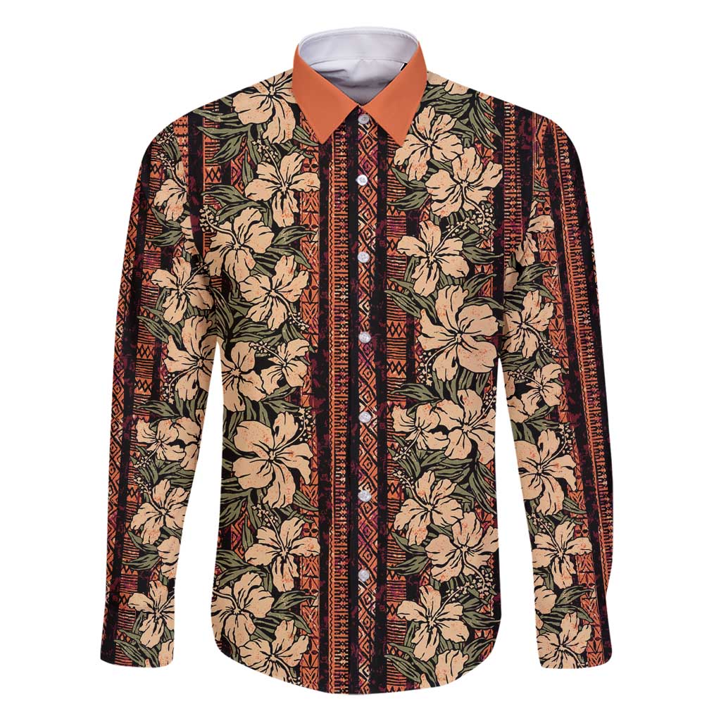 Hawaii Hibiscus Family Matching Long Sleeve Bodycon Dress and Hawaiian Shirt Retro Style - Polynesian Pride