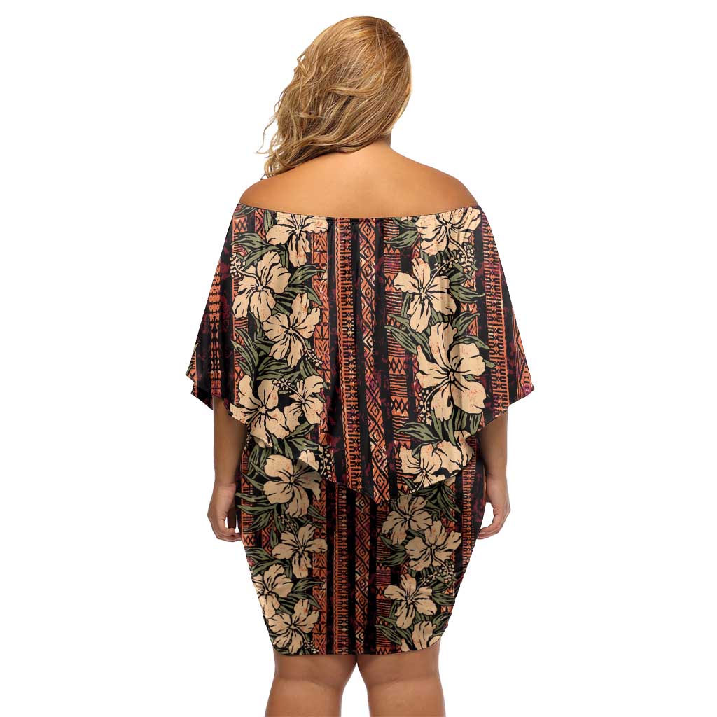 Hawaii Hibiscus Family Matching Off Shoulder Short Dress and Hawaiian Shirt Retro Style - Polynesian Pride