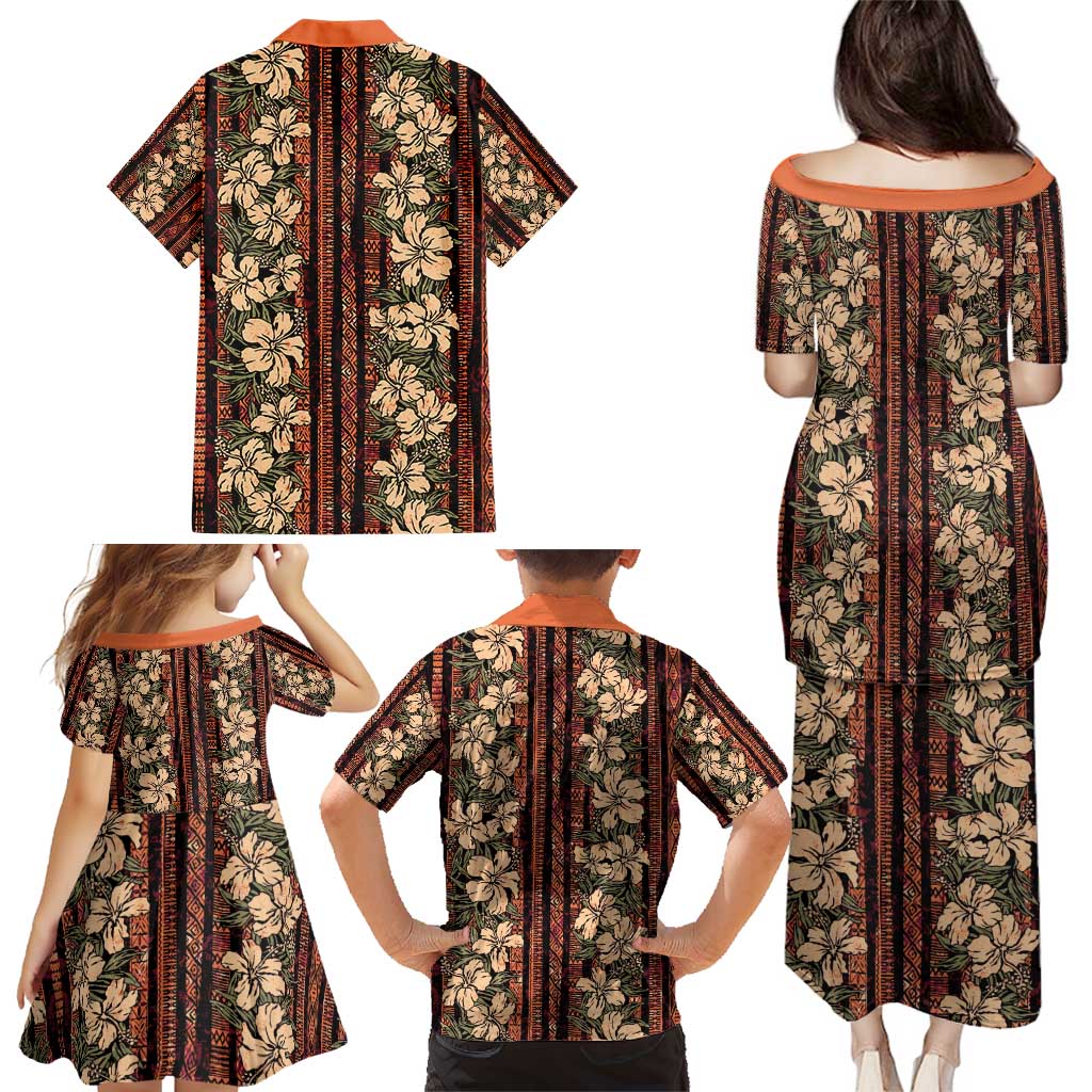 Hawaii Hibiscus Family Matching Puletasi and Hawaiian Shirt Retro Style - Polynesian Pride