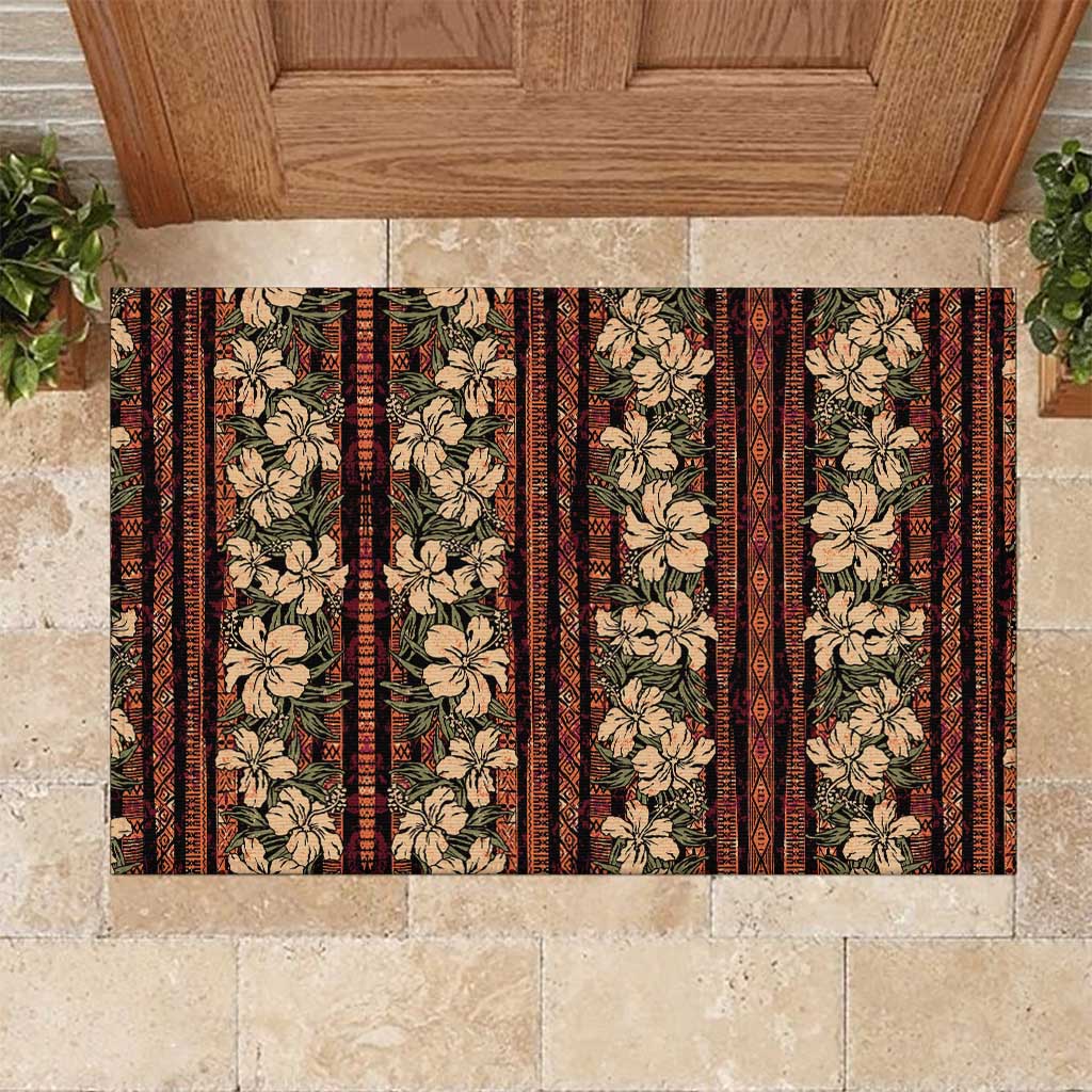 Hawaii Hibiscus Rubber Doormat Retro Style - Polynesian Pride