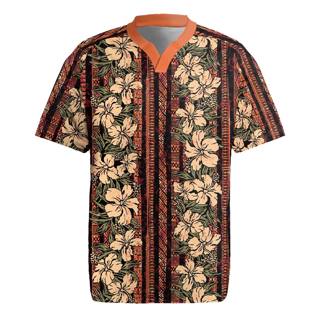 Hawaii Hibiscus Rugby Jersey Retro Style - Polynesian Pride