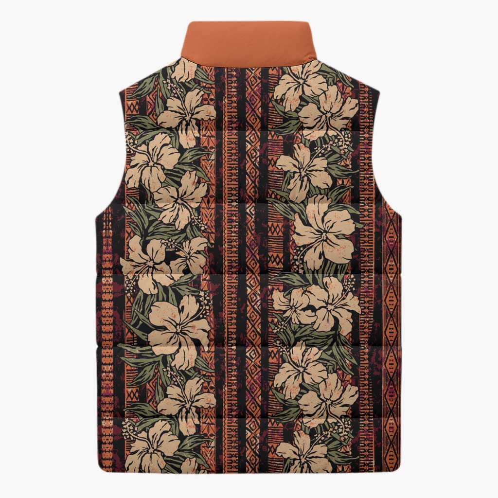Hawaii Hibiscus Sleeveless Puffer Jacket Retro Style - Polynesian Pride