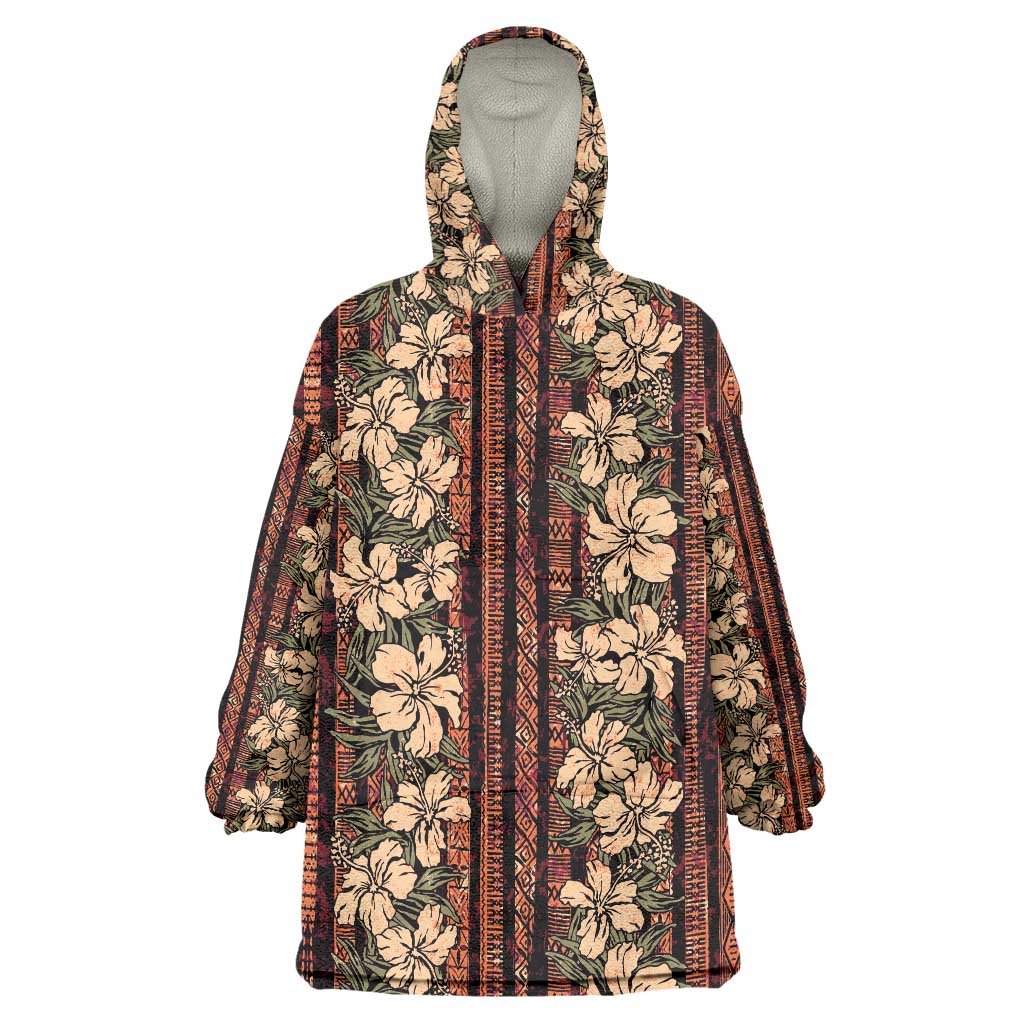 Hawaii Hibiscus Wearable Blanket Hoodie Retro Style - Polynesian Pride